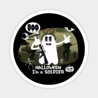 BOO Soldier dressed as a GHOST - Ghost cute Halloween Magnet